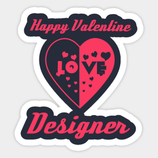 Heart in Love to Valentine Day Designer Sticker